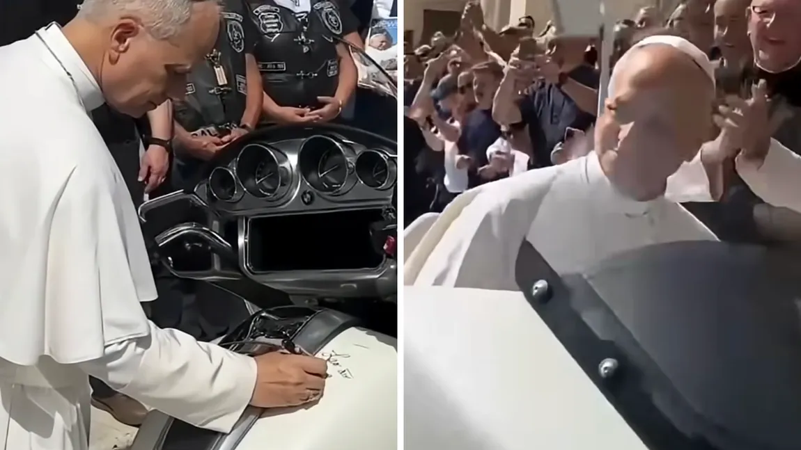 Papa Leon, biker pentru o zi: A semnat o motocicletă care va fi scoasă la licitație