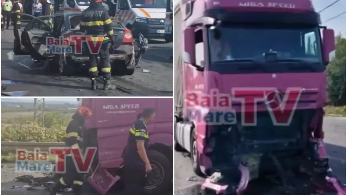 Un bărbat și fiul lui de 14 ani, morți într-un teribil accident în Maramureș. Mașina în care se aflau cei doi a intrat într-un TIR