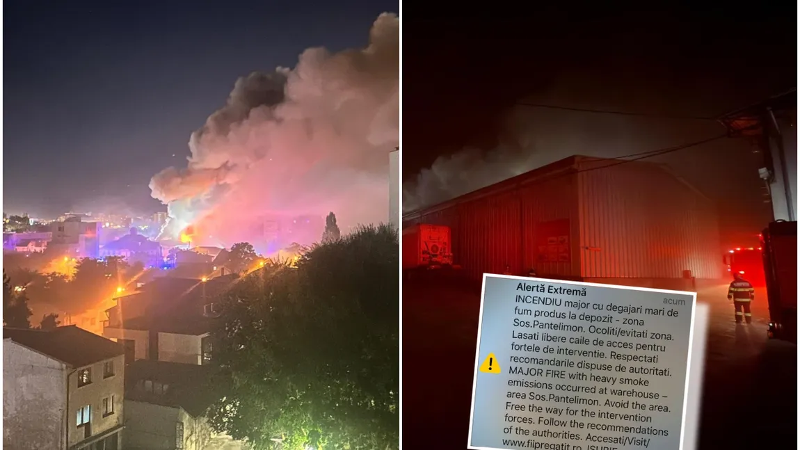 Incendiu cu degajări mari de fum la un depozit din Pantelimon. Au fost emise mai multe mesaje RO-Alert în sectoarele 2 și 3 ale Capitalei. Raed Arafat: 