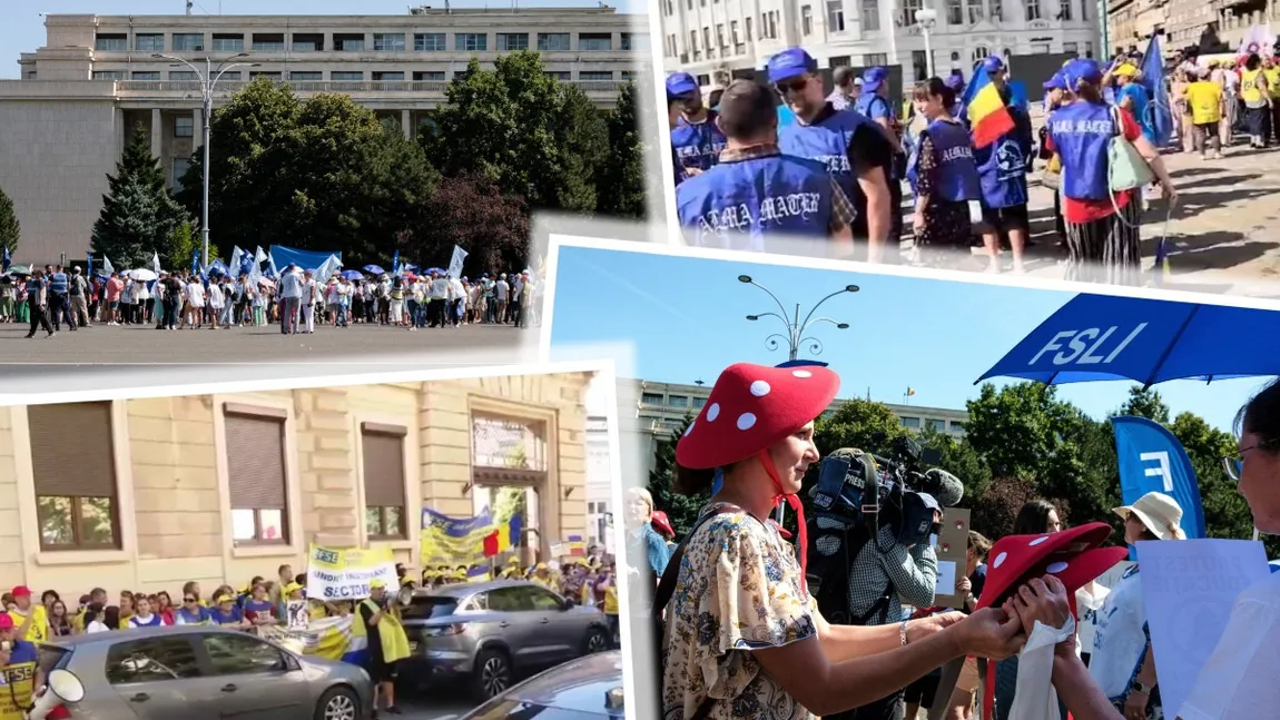 Profesorii au ieșit din nou în stradă și cer demisia lui Daniel David și Bolojan. Protest masiv la Guvern: „Nu duceți elevii la școală luni