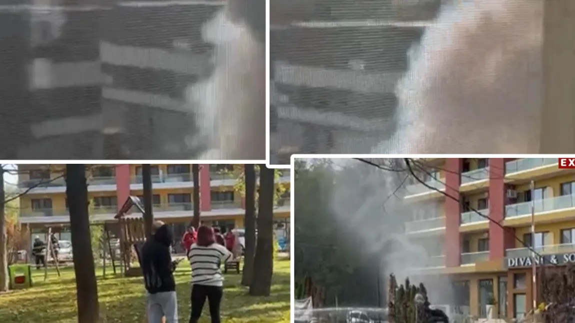 EXCLUSIV Incendiu puternic lângă un hotel din apropierea Capitalei! Zeci de oameni evacuați, nori uriași de fum! A fost oprită alimentarea cu gaz, din cauza riscului uriaș de explozie! VIDEO