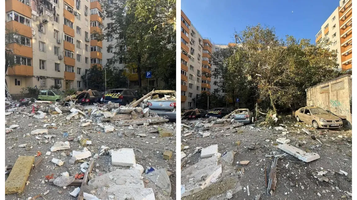 Noi imagini cutremurătoare de la explozia din blocul din Rahova. Etajul șase s-a prăbușit peste etajul cinci, oamenii au sărit pe geam pentru a se salva