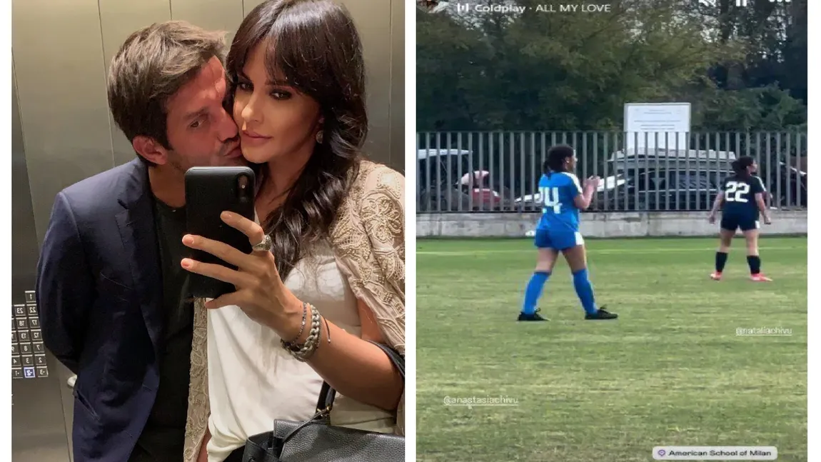 Cum arată fetele lui Cristi Chivu. Imagini rare cu Anastasia și Natalia din timpul unui meci de fotbal