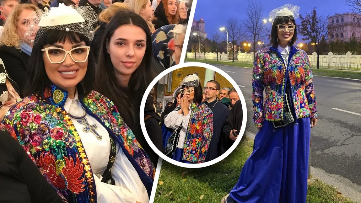 Primiți cu Sorcova? Ozana Barabancea, ușor de confundat cu un păun la sfințirea Catedralei Mântuirii Neamului. Vedeta a încercat să strălucească mai tare decât turlele aurite ale lăcașului de cult