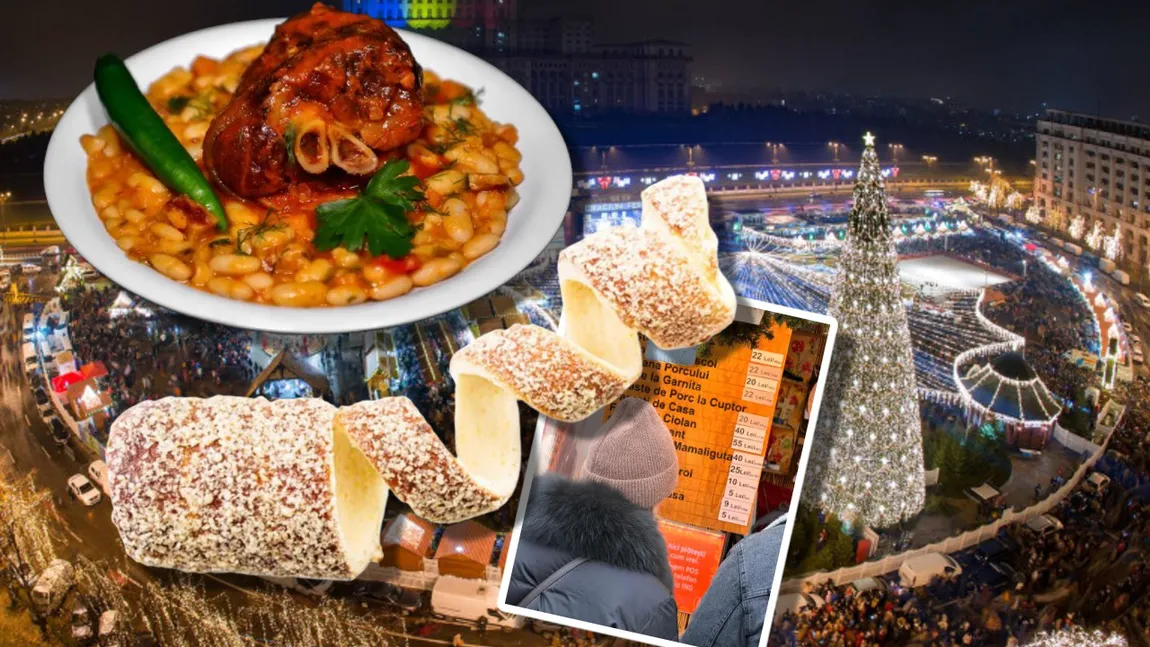 EXCLUSIV Cât au ajuns să coste o porție de fasole cu ciolan și un kurtos cu nucă la Târgul de Crăciun din Piața Constituției. Românii, îngenuncheați de prețurile exorbitante