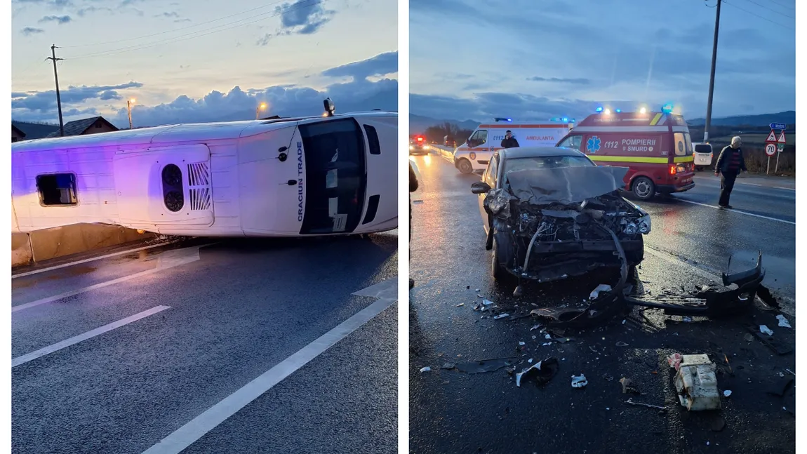 Accident cu 12 victime în Sibiu, plan Roșu de intervenție. Accident și în București, o mașină a intrat în stația de autobuz
