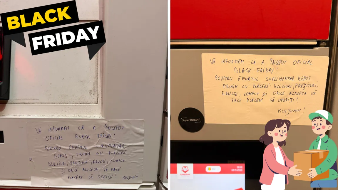 Șpaga e dulce și nu, nu e vorba de bani. Mesajul viral pe care curierii Sameday îl lipesc pe easybox-urile din București