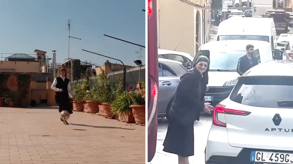 Gestul unei călugărițe românce a impresionat o lume întreagă, după ce a dirijat cea mai aglomerată intersecție din Roma