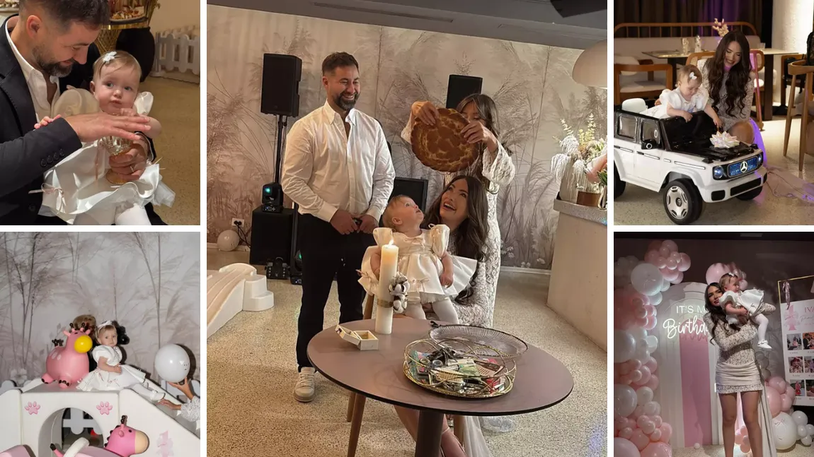 Iustina și Cornel au sărbătorit ruperea turtei fiicei lor, într-un decor idilic. Ce a ales micuța de pe tavă