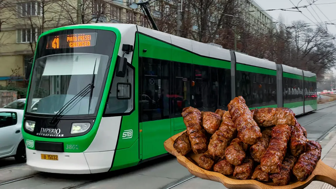 Când pofta de mici dictează, traficul nu mai contează. Un șofer a parcat direct pe șine, blocând astfel probele tehnice de pe linia de tramvai 5