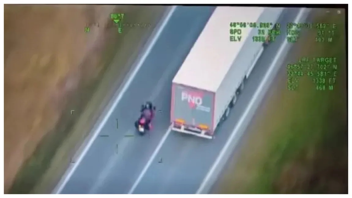Sancţiuni record pentru un motociclist filmat din elicopter în timp ce face mai multe depăşiri neregulamentare pe DN 1