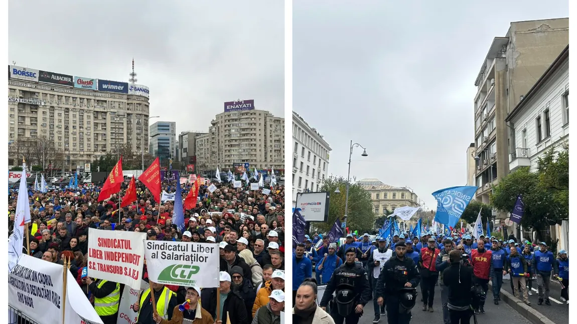 Protest cu mii de oameni în Piața Victoriei. Sindicaliștii BNS au ieșit în stradă, care sunt nemulțumirile