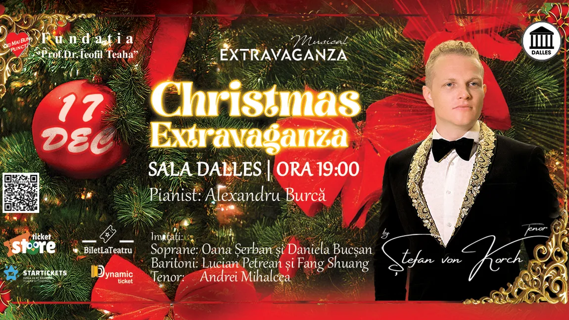 “Clopote Cântă” colind în primă audiţie cu tenorul ŞTEFAN von KORCH şi soprana DANIELA BUCŞAN în concertul Christmas Extravaganza din 17 decembrie