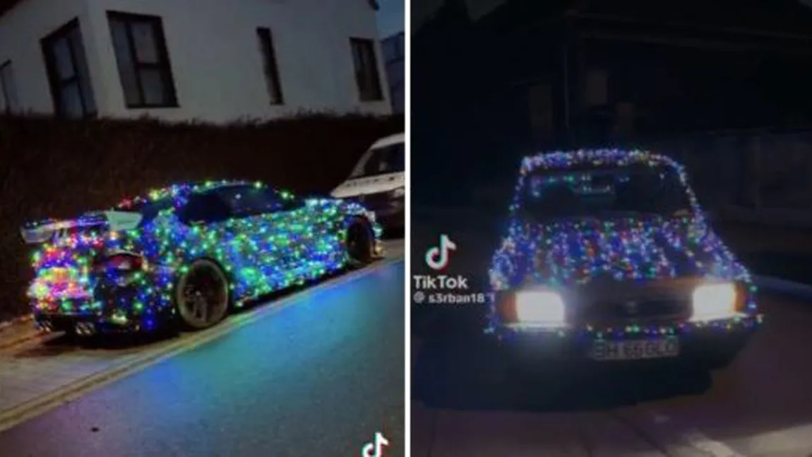 Șoferii din România, un nou trend de Crăciun. Și-au decorat mașinile în spiritul sărbătorilor: 
