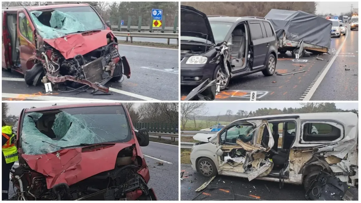 Accident grav pe autostradă, în Ungaria. Doi șoferi spulberați de un microbuz înmatriculat în România. Firul tragediei înainte de Crăciun VIDEO