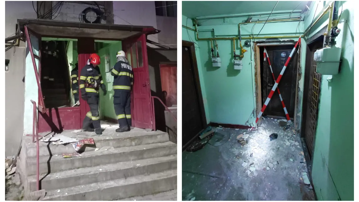Explozie puternică într-un bloc din Hunedoara. Un bătrân a suferit arsuri grave