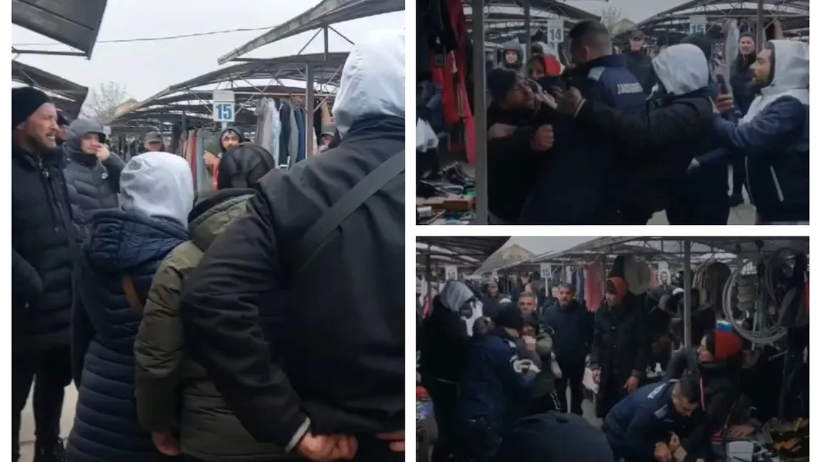 Bătaie între bișnițari și jandarmi într-o piață din Timișoara. De la ce a pornit scandalul