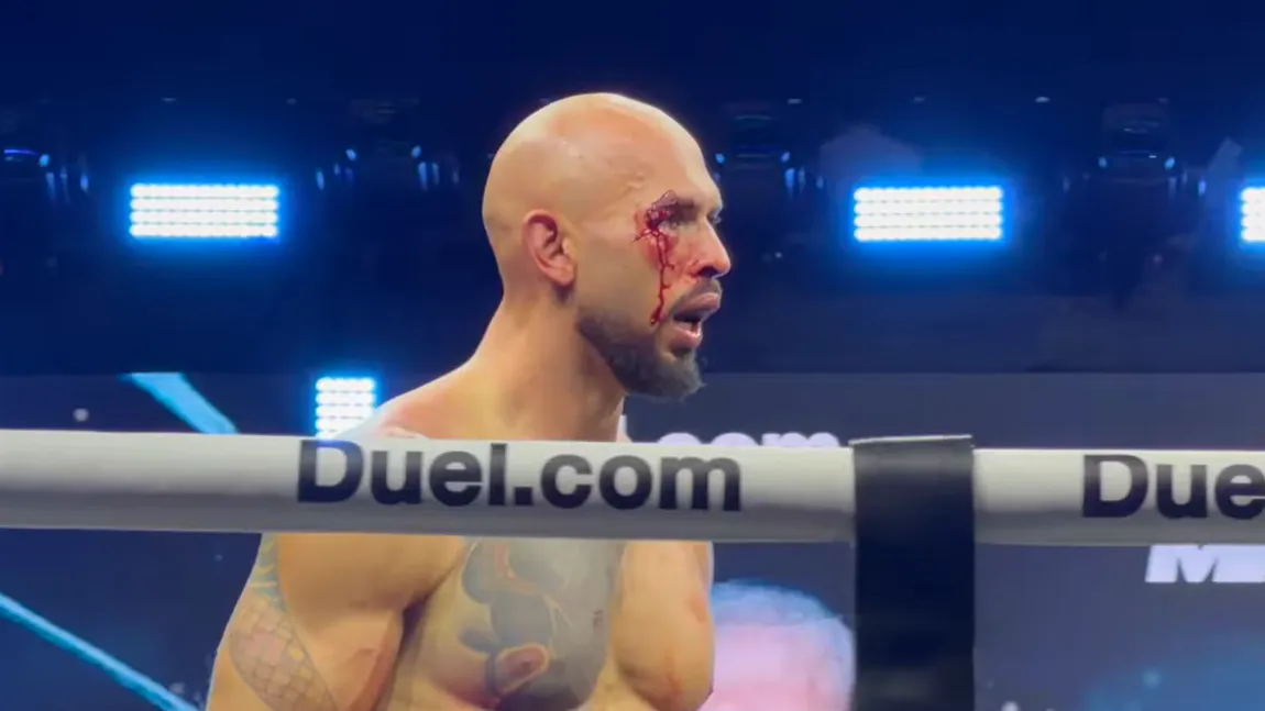 VIDEO Andrew Tate, bătut şi umplut de sânge la revenirea în ring. Derapaj grav după ce a fost umilit: 