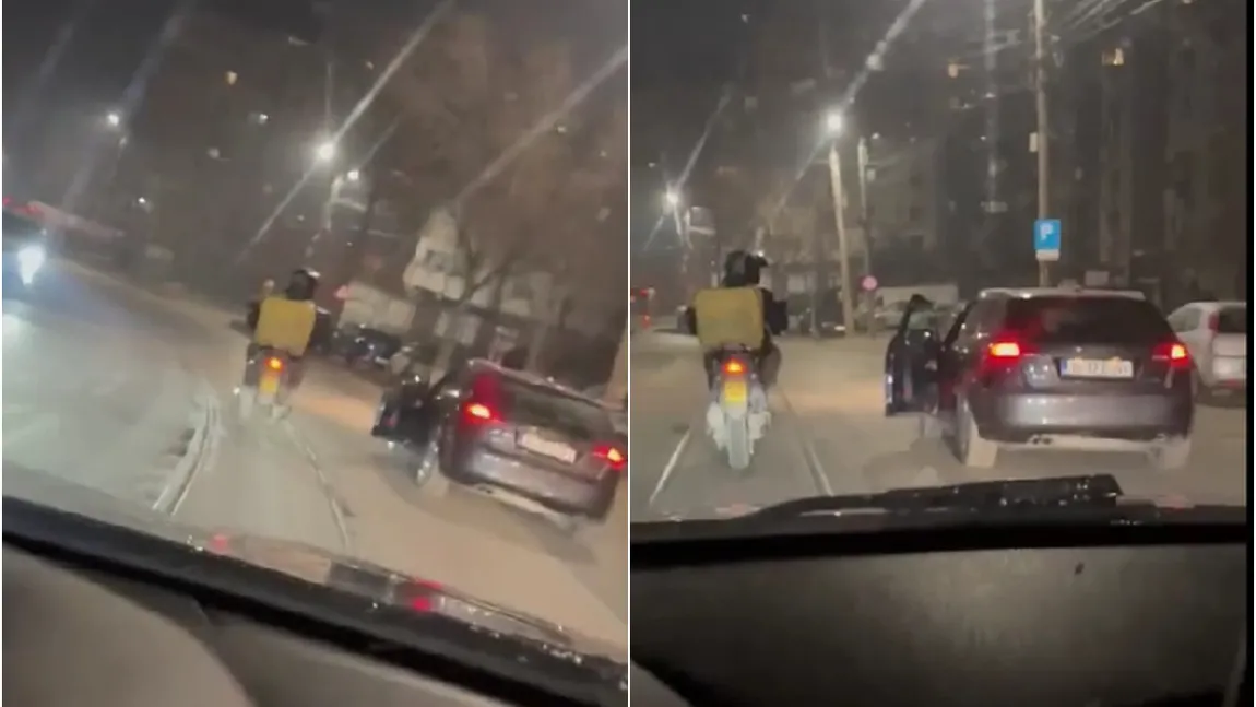 Livrator asiatic, șicanat în trafic la Iași. Un șofer care a vrut să-l lovească cu mașina a rămas fără permis