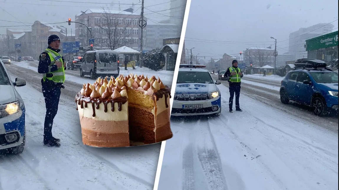 Poliția Sibiu, sfat util pentru șoferi în sezonul zăpezilor: „Imaginați-vă că aveți un tort pe bancheta din spate”