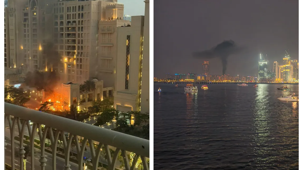 Teroare în zona Golfului. Iranul a lovit o clădire din exclusivista Palm Jumeirah din Emirate, un român a trăit live bombardamentele VIDEO