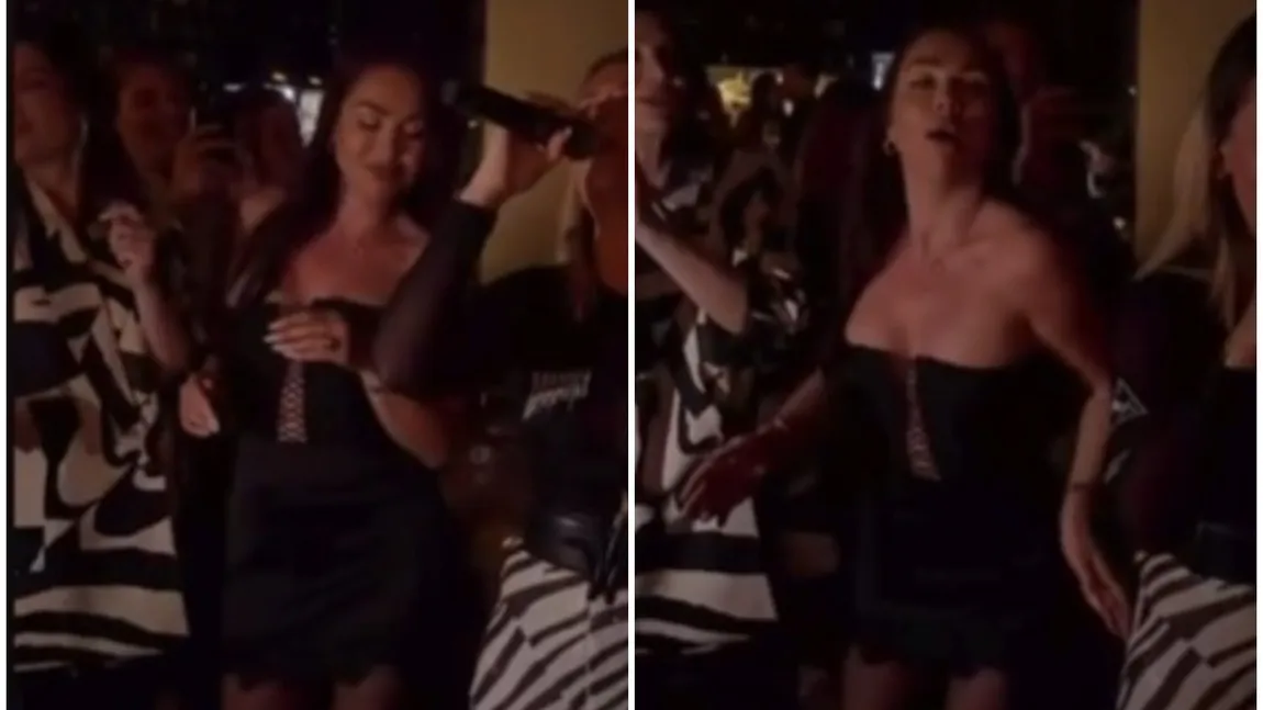 VIDEO Corina Caciuc a ieșit la club fără Reghe. Îmbrăcată într-o fustă scurtă și cu un decolteu generos, iubita antrenorului și-a sărbătorit ziua de naștere