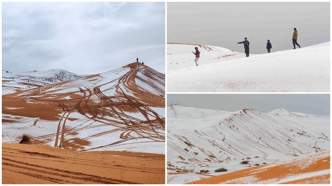 Dunele de nisip din Algeria au fost acoperite de zăpadă. Este a șaptea oară în patru decenii când ninge în această regiune