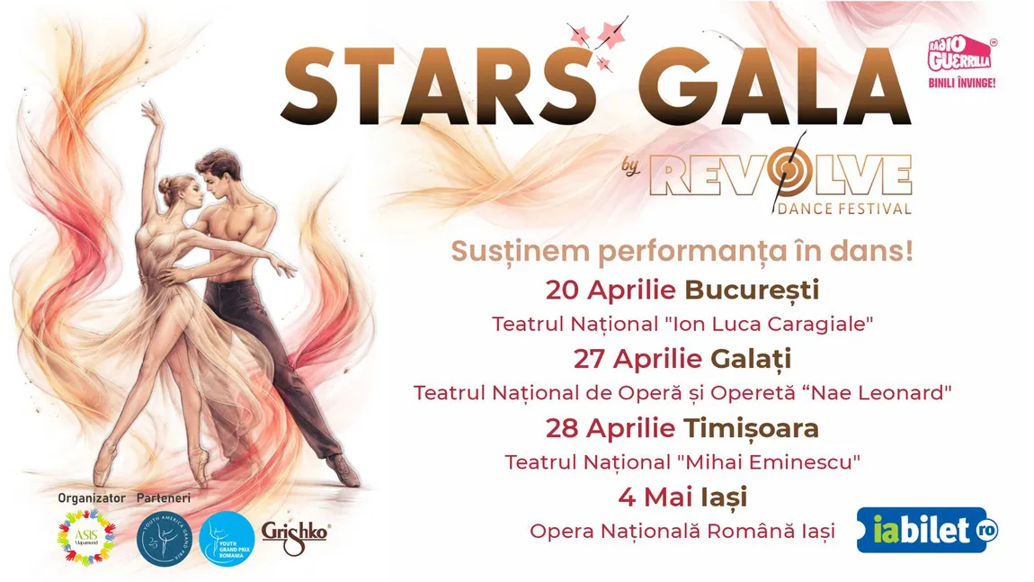 „STARS GALA” aduce balerini de la Teatrul Mariinsky, Dutch National Theater şi Opera Naţională în turneu la Bucureşti, Iaşi, Timişoara şi Galaţi între 20 Aprilie şi 4 Mai