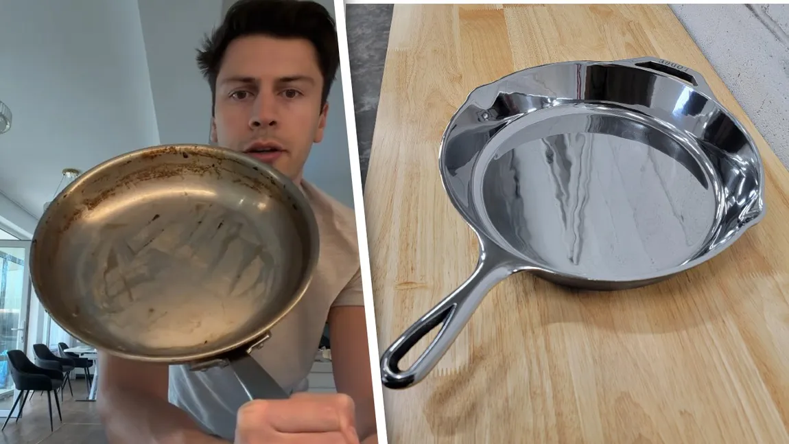 Cum cureți corect o tigaie de inox. Metoda ingenioasă dezvăluită de un influencer celebru