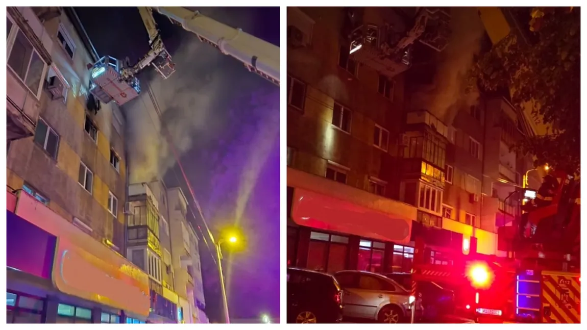 VIDEO Incendiu puternic la un bloc din Oradea! Trei oameni au ajuns la spital după ce o lumânare a fost uitată aprinsă