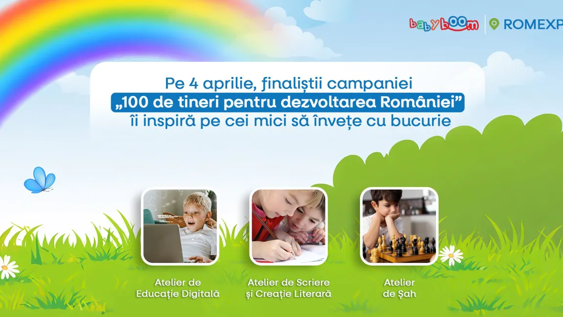 Educația viitorului, la Baby Boom Show: finaliștii „100 de tineri pentru dezvoltarea României” devin mentorii copiilor pentru o zi
