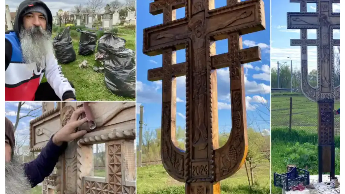 Gestul făcut de un localnic din Alba înainte de Paște: a curățat cimitirul din sat și a vopsit troița: ”L-am pregătit pentru sărbătoare”