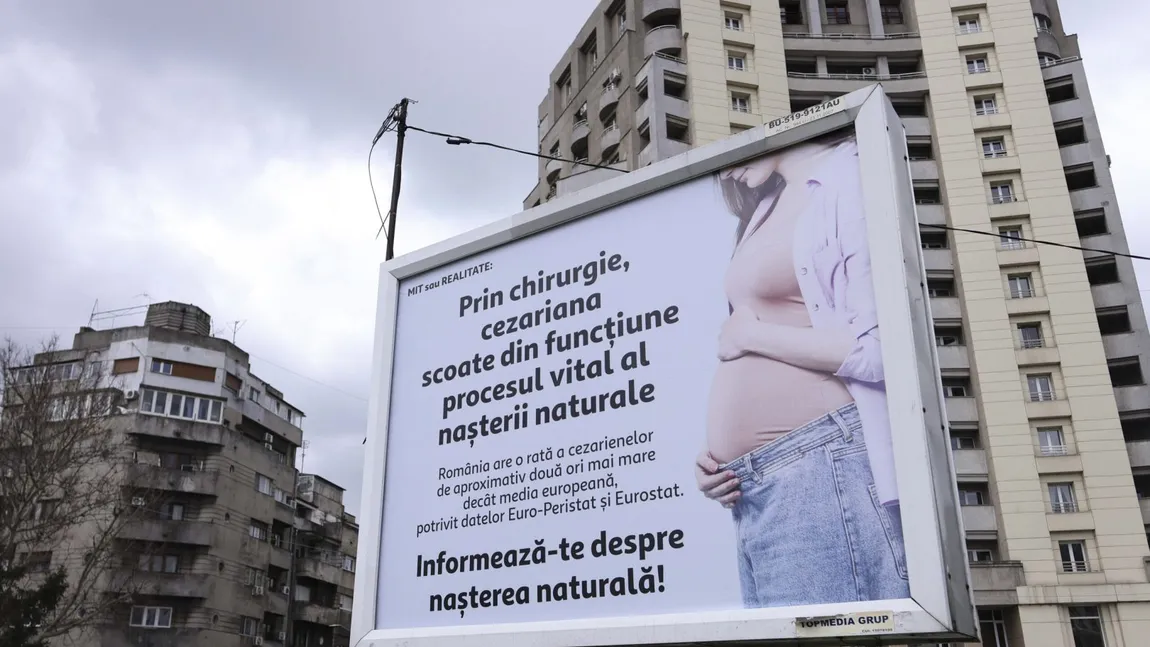 Controversa panourilor anti-cezariană din București: Cine a plătit pentru campanie și ce spune Colegiul Medicilor
