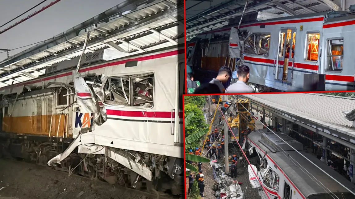 14 oameni morți și peste 80 răniți, după ce două trenuri s-au ciocnit într-o gară din Indonezia. FOTO