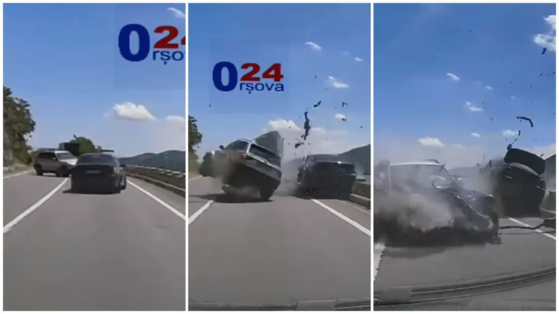 Imagini cu accidentul devastator de pe Defileul Dunării, provocat de un polițist beat. Două persoane și-au pierdut viața