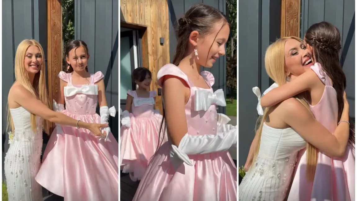 VIDEO Fetițele artistei Andreea Bălan, transformate în prințese la nunta mamei lor. Ella și Clara au strălucit la propriu: 