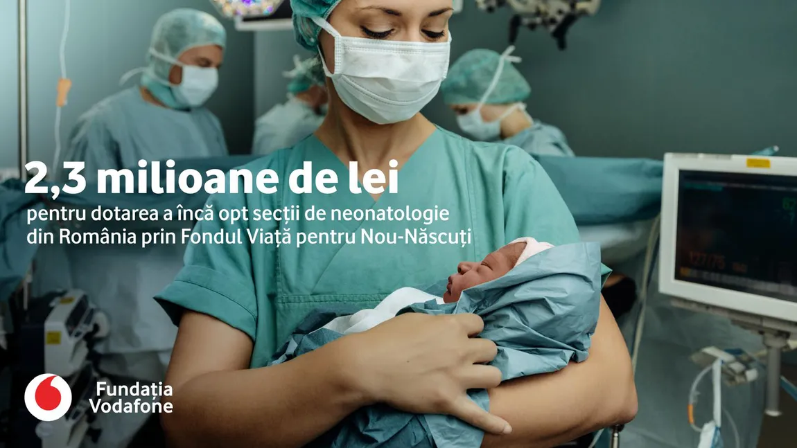 Fundația Vodafone investește 2,3 milioane de lei în dotarea a opt secții de neonatologie din România