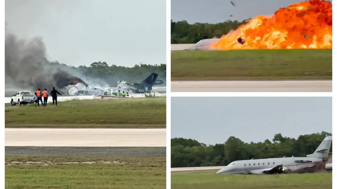 Imagini şocante, avion prăbuşit pe pistă. La bord trebuia să se afle şi un mare sportiv VIDEO