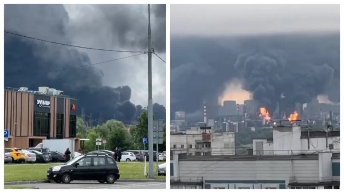 VIDEO Imagini incredibile din Moscova. ”Ploaie neagră” după un atac devastator al Ucrainei!