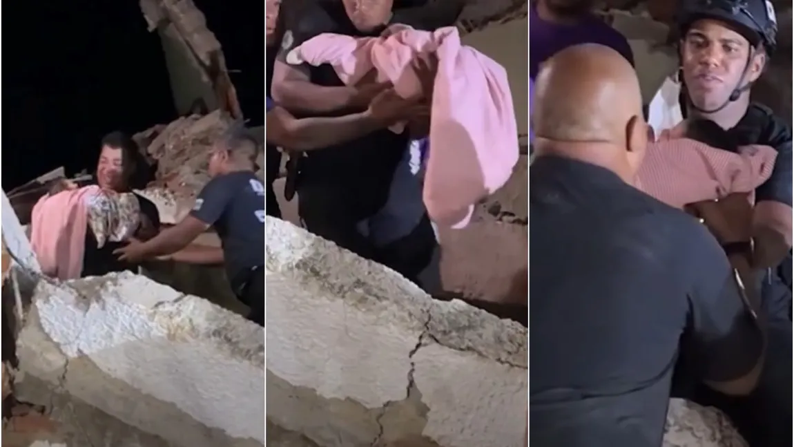 VIDEO Imagini încărcate de emoție din Venezuela. Un bebeluș de 18 zile a fost scos viu de sub dărâmăturile provocate de seismele devastatoare! Lacrimi de bucurie și aplauze pentru salvatori