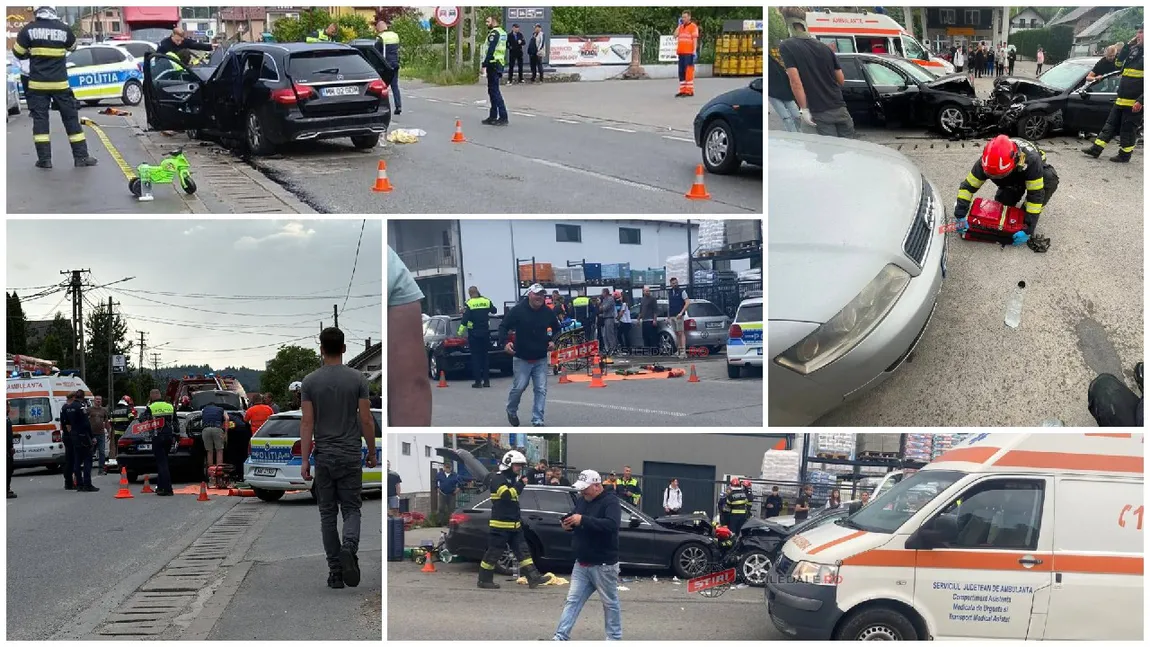 Accident grav în Maramureș. Nouă persoane, șapte adulți și doi copii, au fost transportate de urgență la spital