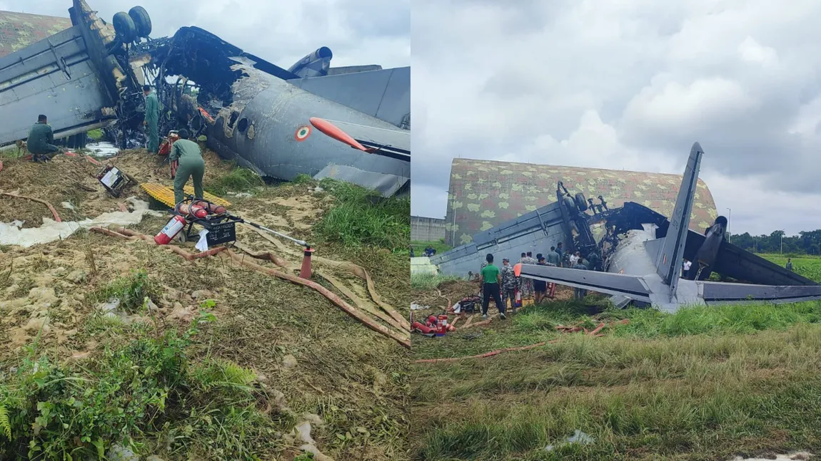 Cel puțin cinci oameni au murit după ce un avion militar indian de proveniență rusească s-a prăbușit la aterizare VIDEO