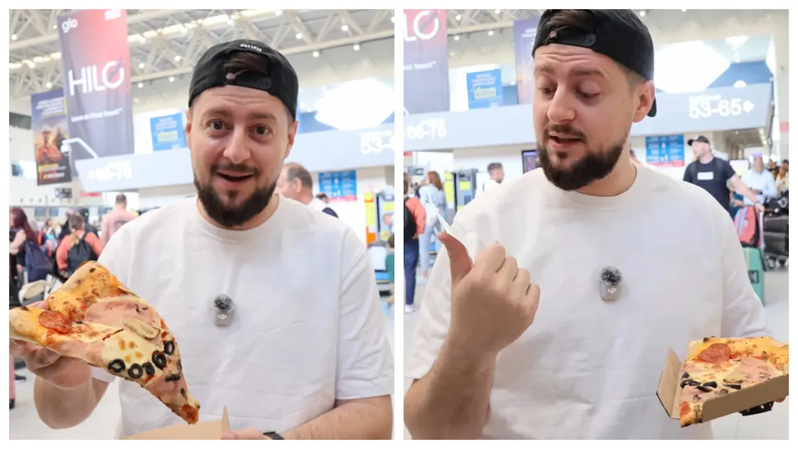 Șoc la Otopeni, cât a plătit un cunoscut vlogger român pe o singură felie de pizza. 