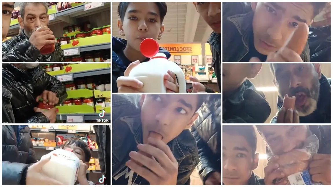 VIDEO Scene revoltătoare într-un supermarket din România. O familie s-a filmat în timp ce mânca din produse și le punea la loc pe raft: „Vă arătăm cum se mănâncă pe gratis”