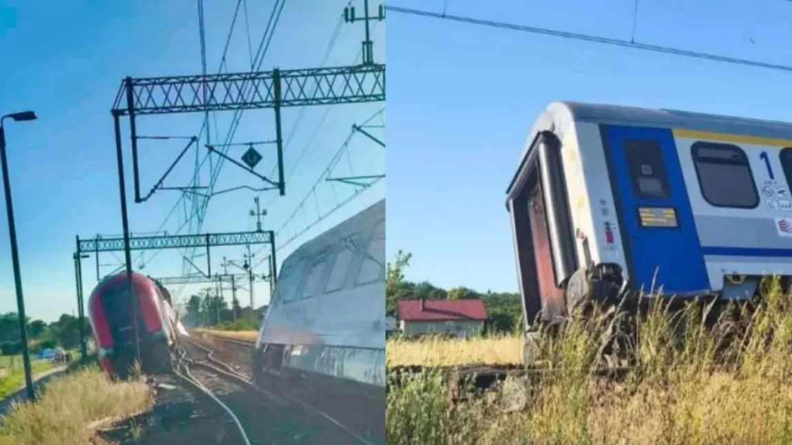 Două trenuri de călători s-au ciocnit în Polonia. Ambele au deraiat după coliziune