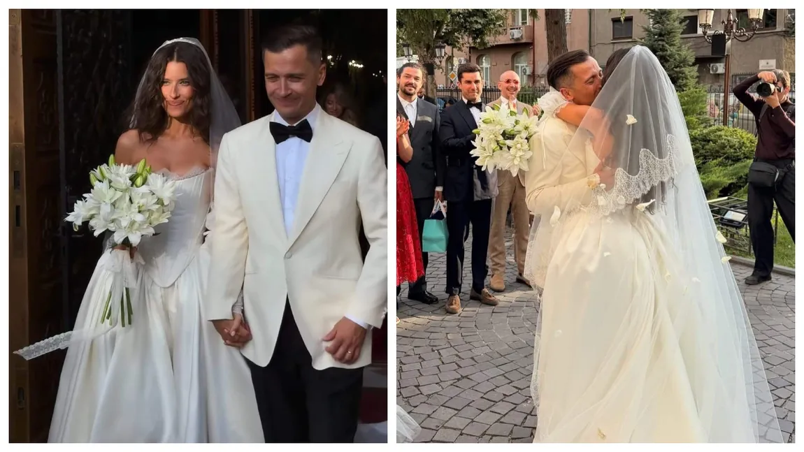 Alice Peneacă și Dragos Caliminte au spus DA și la biserică. Cuplul, strălucitor și la ceremonie, și la nuntă. IMAGINI DE COLECȚIE