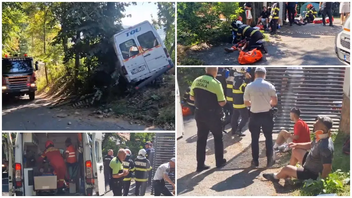 Accident grav în Argeș, a fost activat Planul Roșu de Intervenție. Un microbuz plin cu copii de la Dinamo a intrat într-un copac: 10 răniți și un mort