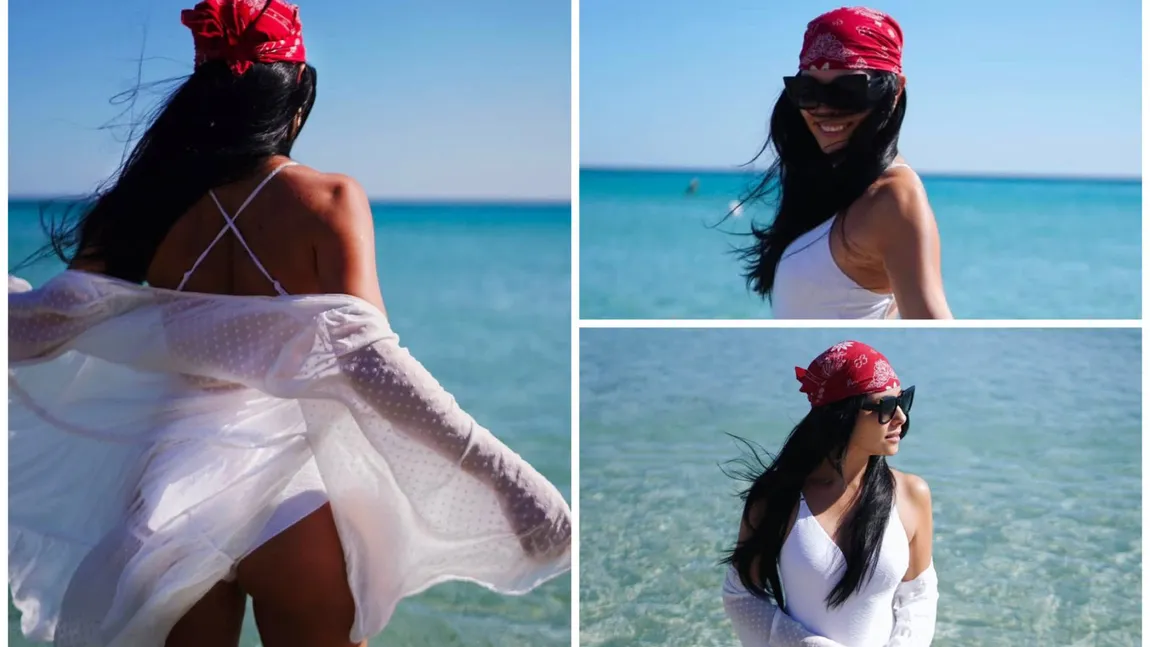 Corina Caragea, imagini în costum de baie. Cât a putut să plătească pentru 2 șezlonguri și o umbrelă în Puglia, Italia: 