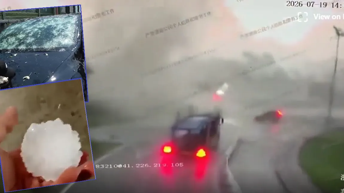 Vremea rea s-a dezlănțuit. Grindină cât mingea de tenis / Mașină luată pe sus de tornadă VIDEO