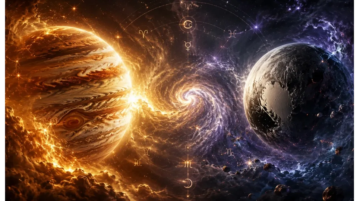 Războiul titanilor pe cer (19-20 iulie 2026): Marele benefic Jupiter și transformatorul Pluto aduc sentimente intense zodiilor